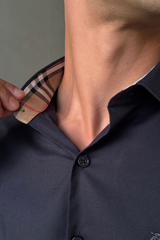 Мужская рубашка Burberry logo-embroidered - Navy