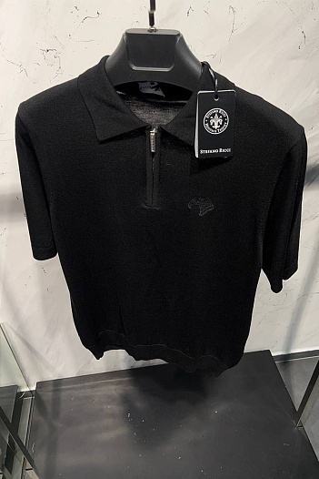 Мужское поло Stefano Ricci Eagle zip-neck - Black   