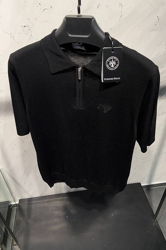 Мужское поло Stefano Ricci Eagle zip-neck - Black