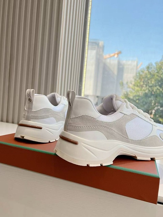 Женские кожаные кроссовки Loro Piana Premium - White