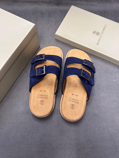 Замшевые шлёпанцы Brunello Cucinelli Urban - Navy   