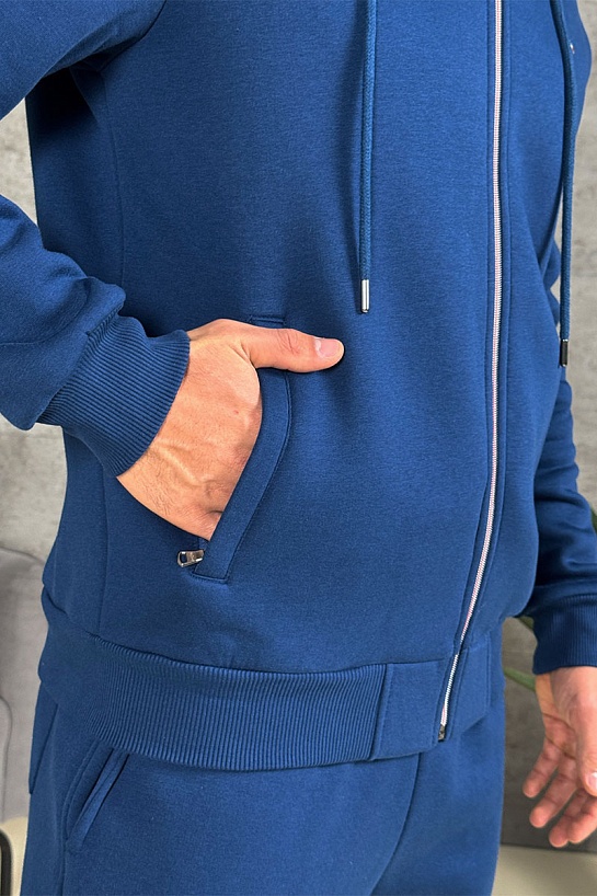 Утеплённая кофта на флисе Paul & Shark синего цвета