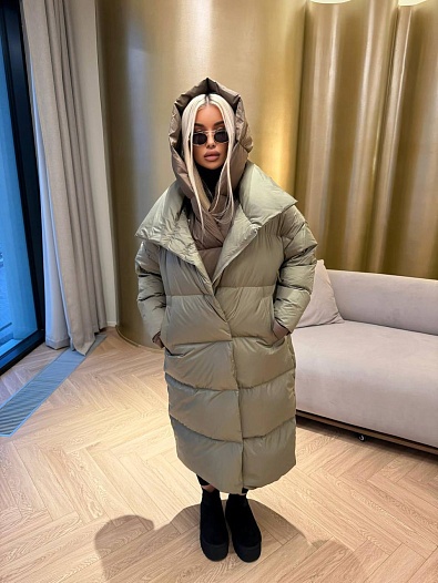 Женский пуховик с капюшоном Max Mara premium - Green   