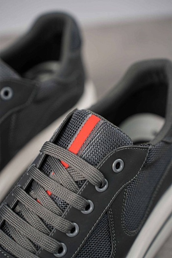 Комбинированные кроссовки Prada logo-stripe - Grey   