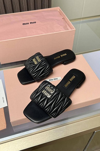 Женские шлёпанцы MIU MIU Premium - Black   