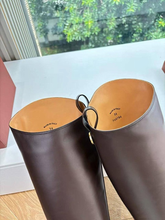 Женские кожаные сапоги Loro Piana premium - Brown