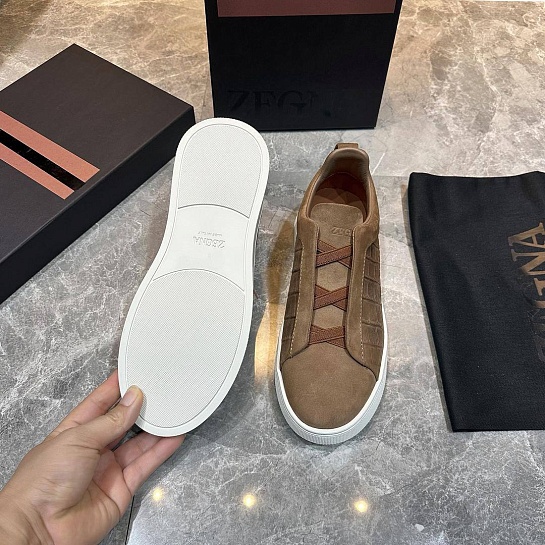 Мужские кроссовки Ermenegildo Zegna Triple Stitch Alligator - Brown