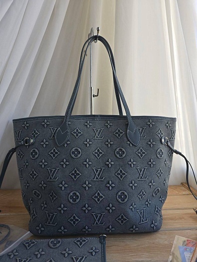 Джинсовая сумка Louis Vuitton Neverfull 32x28 см - Blue   