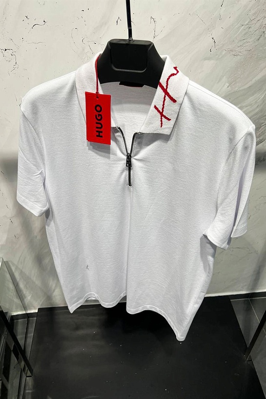 Поло белого цвета Hugo Boss intarsia-logo