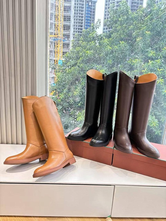 Женские кожаные сапоги Loro Piana premium - Chestnut