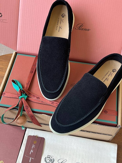 Замшевые лоферы Loro Piana Premium - Black   