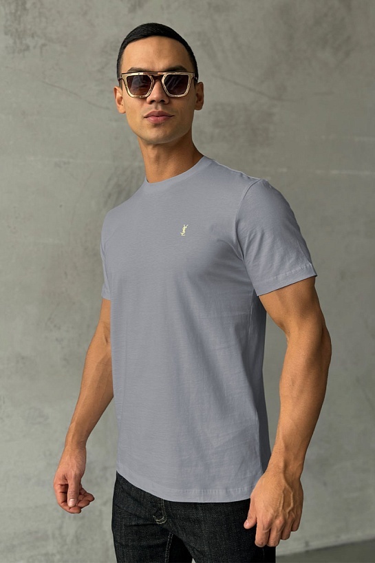 Мужская футболка Yves Saint Laurent logo-embroidered - Grey