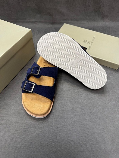 Замшевые шлёпанцы Brunello Cucinelli Urban - Navy   