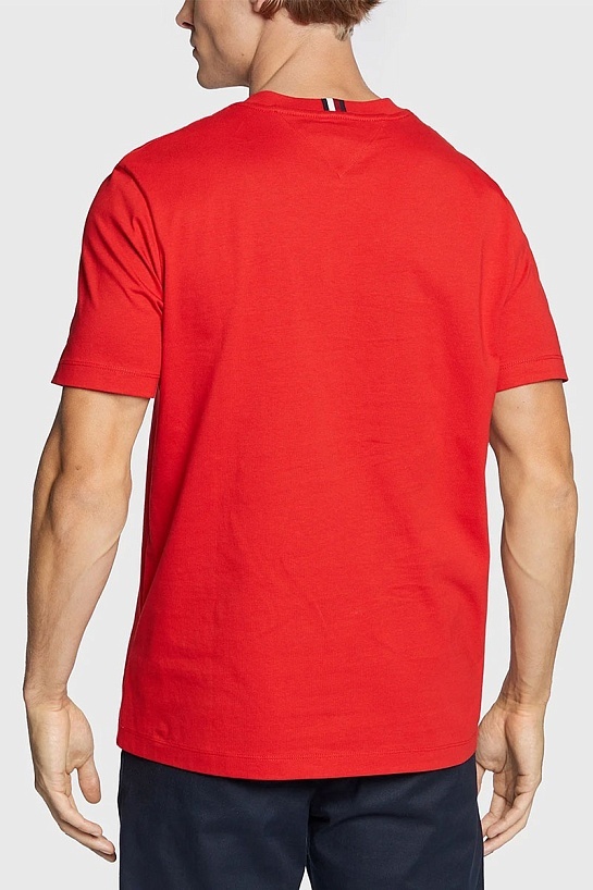 Футболка красного цвета Tommy Hilfiger logo-embroidered