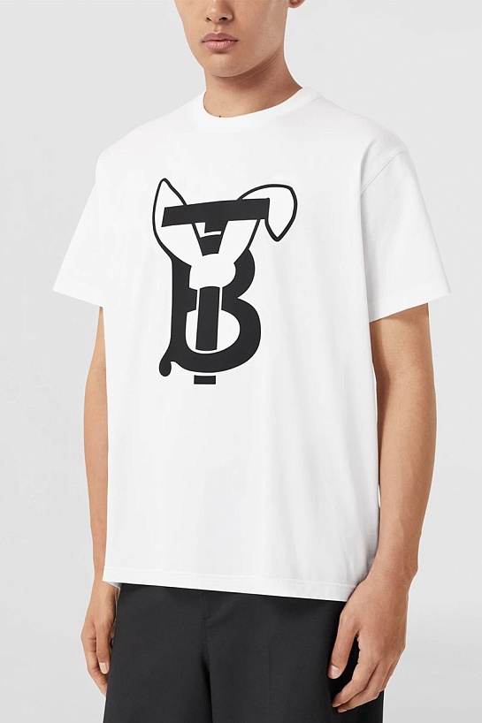 Белая оверсайз футболка Burberry Rabbit Print