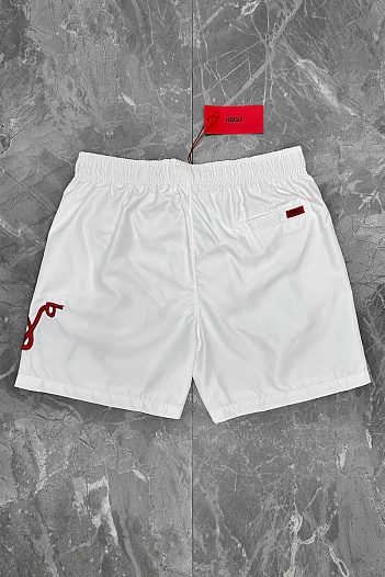 Мужские белые шорты Hugo Boss Dugo logo-embroidered   
