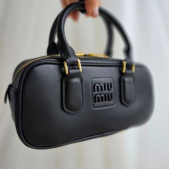 Кожаная сумка MIU MIU 28x15 см - Black