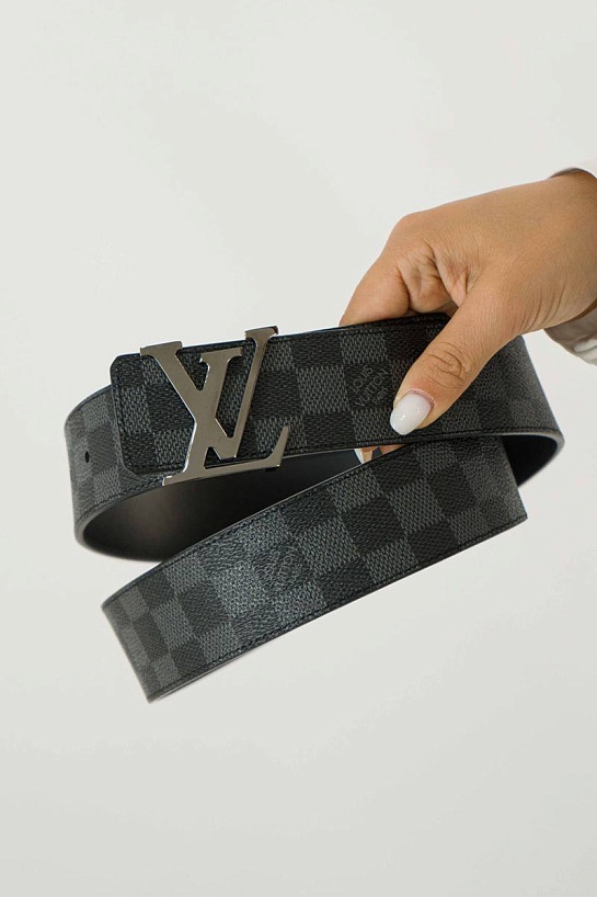 Кожаный ремень Louis Vuitton Initiales Damier Graphite (длина 85 - 115 см)