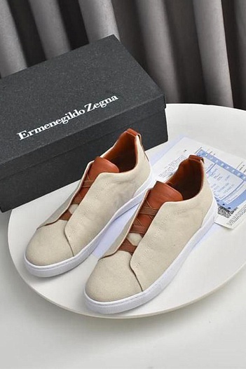 Бежевые кроссовки Ermenegildo Zegna Triple Stitch Canvas   