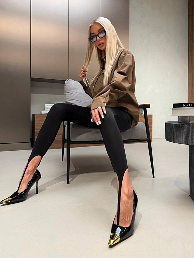 Женские леггинсы со штрипками Schiaparelli premium - Black   