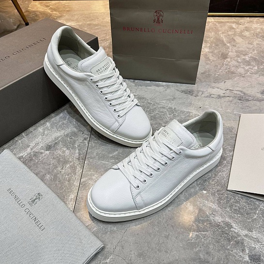 Мужские кроссовки Brunello Cucinelli grain leather - White