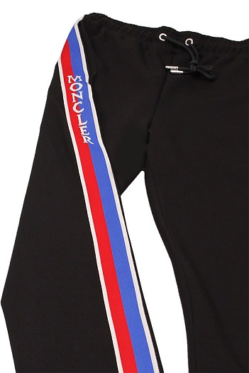 Чёрные спортивные штаны Moncler striped logo   