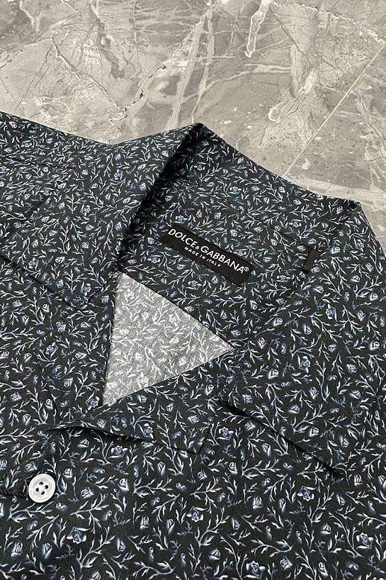 Мужская синяя рубашка Dolce & Gabbana floral-print