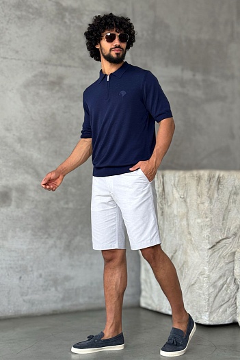 Мужское поло Stefano Ricci Eagle zip-neck - Navy   