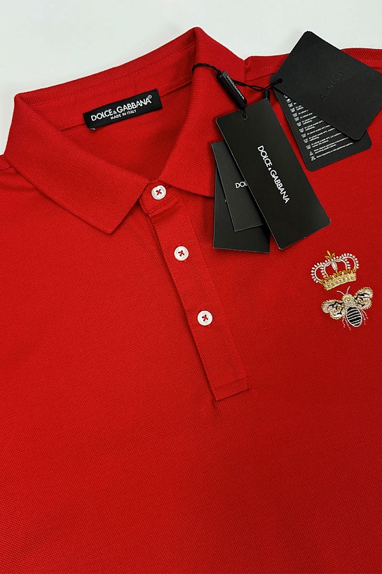 Классическое поло Dolce&Gabbana Bee & Crown - Red