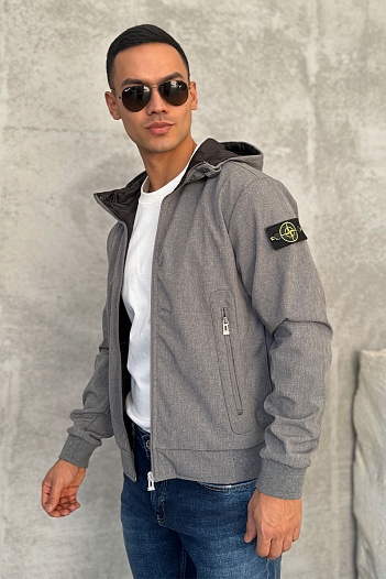 Мужская куртка серого цвета Stone Island compass-patch   