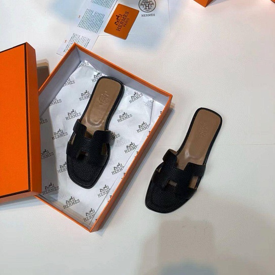 Женские кожаные шлёпанцы Hermes Oran
