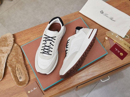 Замшевые кроссовки Loro Piana Week End Walk - White