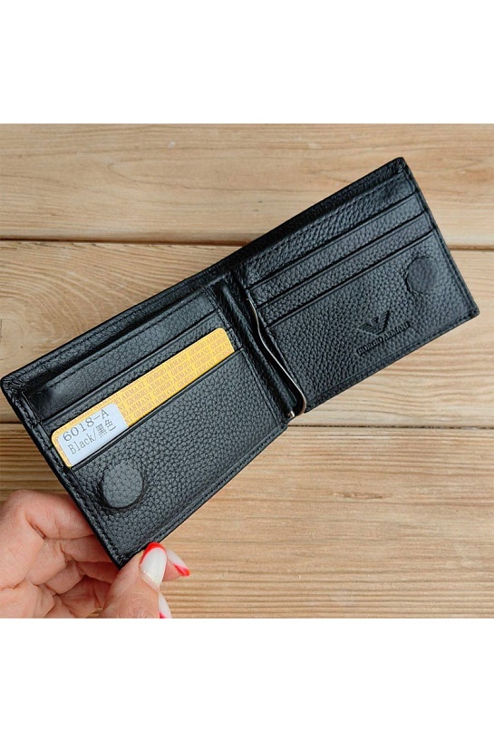 Чёрный кожаный кошелёк Giorgio Armani