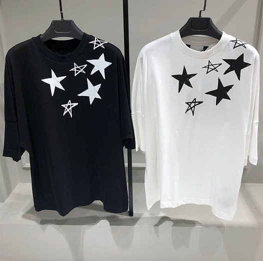 Мужская оверсайз футболка Palm Angels "Stars" - White   