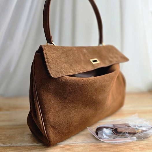 Замшевая сумка Balenciaga Rodeo 28x20 см - Chestnut   