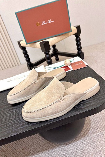 Мужские замшевые шлёпанцы Loro Piana   