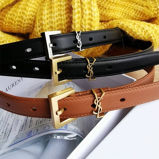 Кожаный ремень Yves Saint Laurent - ширина 2 см (3 расцветки)   