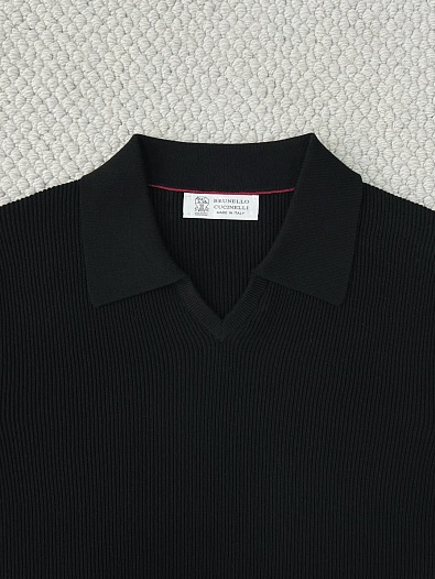 Мужское чёрное поло Brunello Cucinelli Premium   