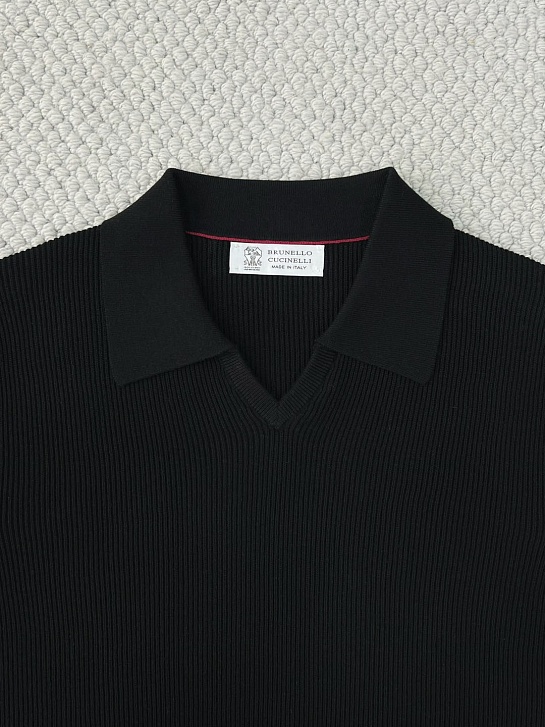 Мужское чёрное поло Brunello Cucinelli Premium