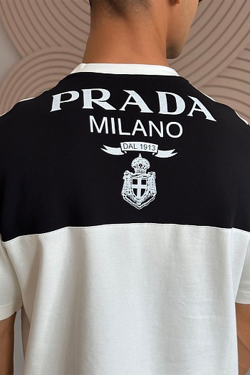Мужская футболка Prada Milano - White / Black   
