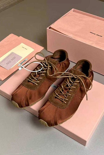 Женские кроссовки MIU MIU Plume Satin premium   