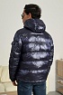 Тёмно-синий пуховик Moncler Maya logo-patch