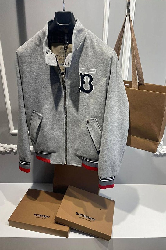Мужская классическая куртка Burberry TB - Light Grey