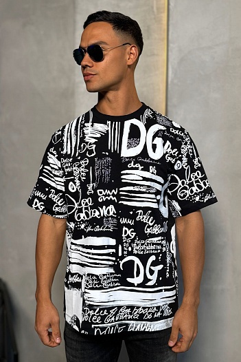 Чёрная оверсайз футболка Dolce & Gabbana graffiti-print   