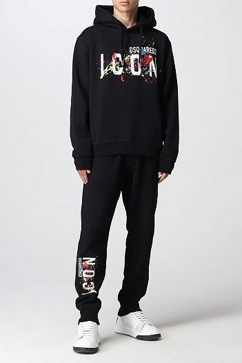 Мужские чёрные штаны Dsquared2 Icon Splatter logo-print   
