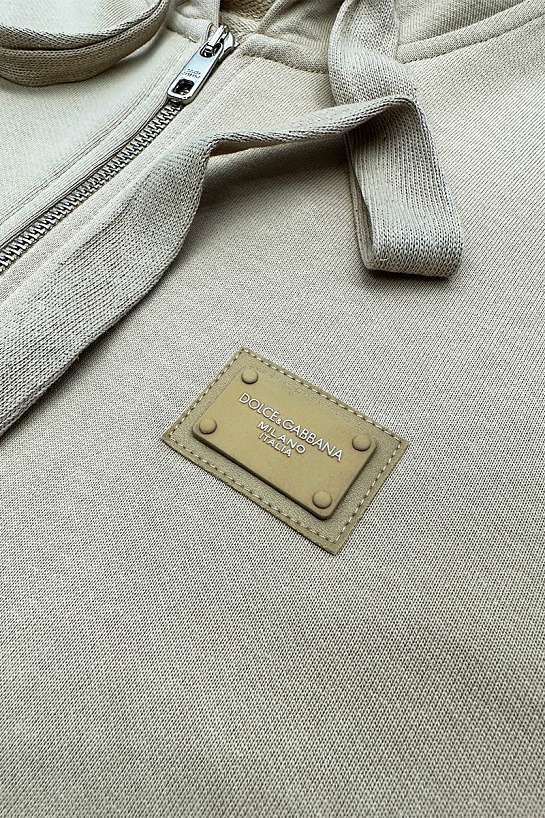 Мужская бежевая кофта Dolce & Gabbana logo-plaque