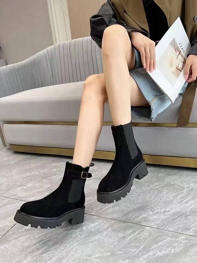 Женские замшевые сапоги Celine premium - Black   