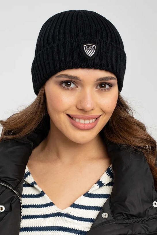 Шапка Emporio Armani 7 logo-plaque - Black