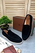 Замшевые лоферы Loro Piana Summer Walk - Black / White