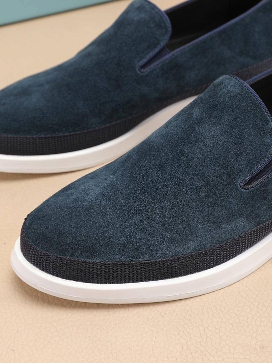 Мужские замшевые слипоны Prada Saint Tropez - Cyan Blue